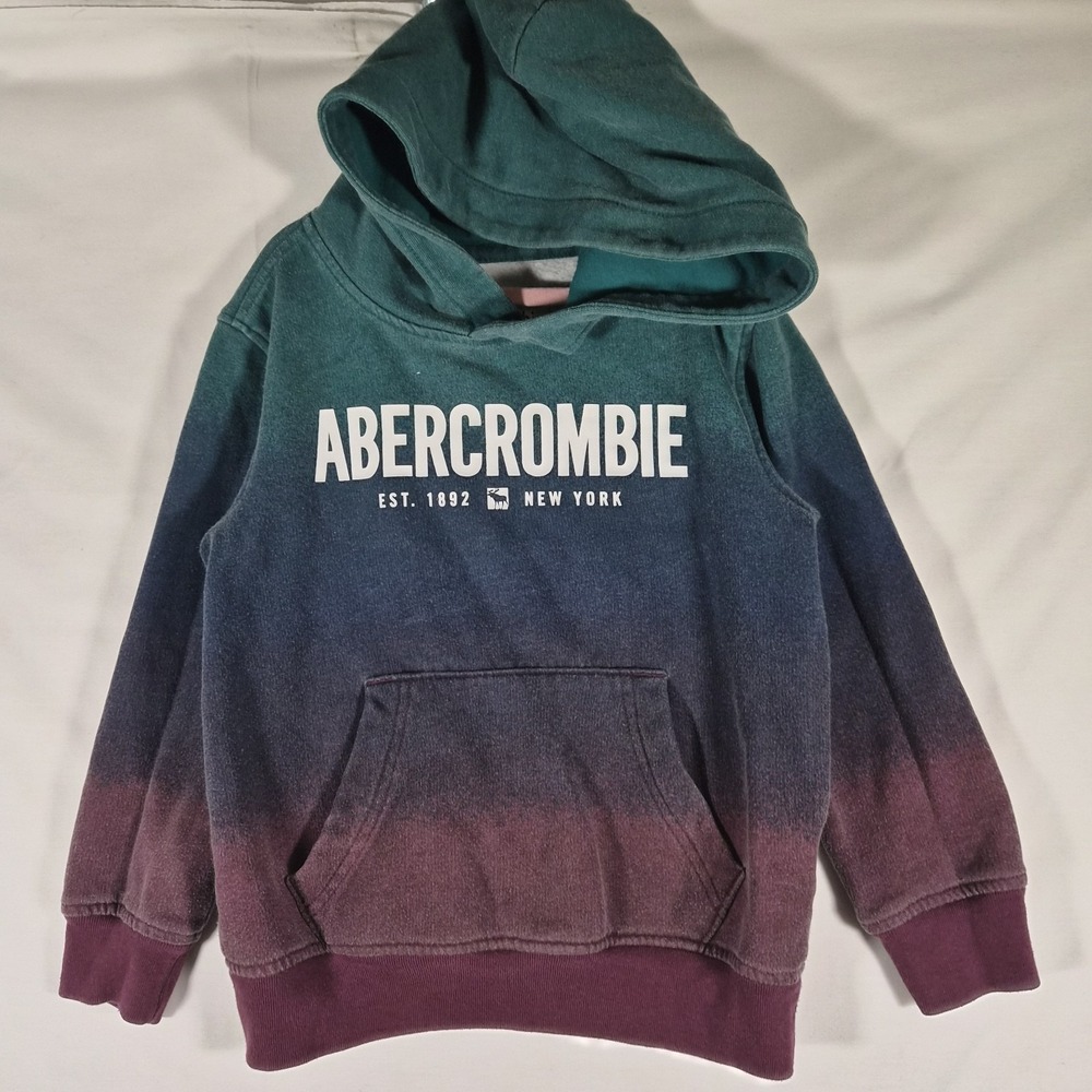 Abercrombie Kids Boys 5/6 Ombre Logo Pullover Hoodie Green Blue Purple